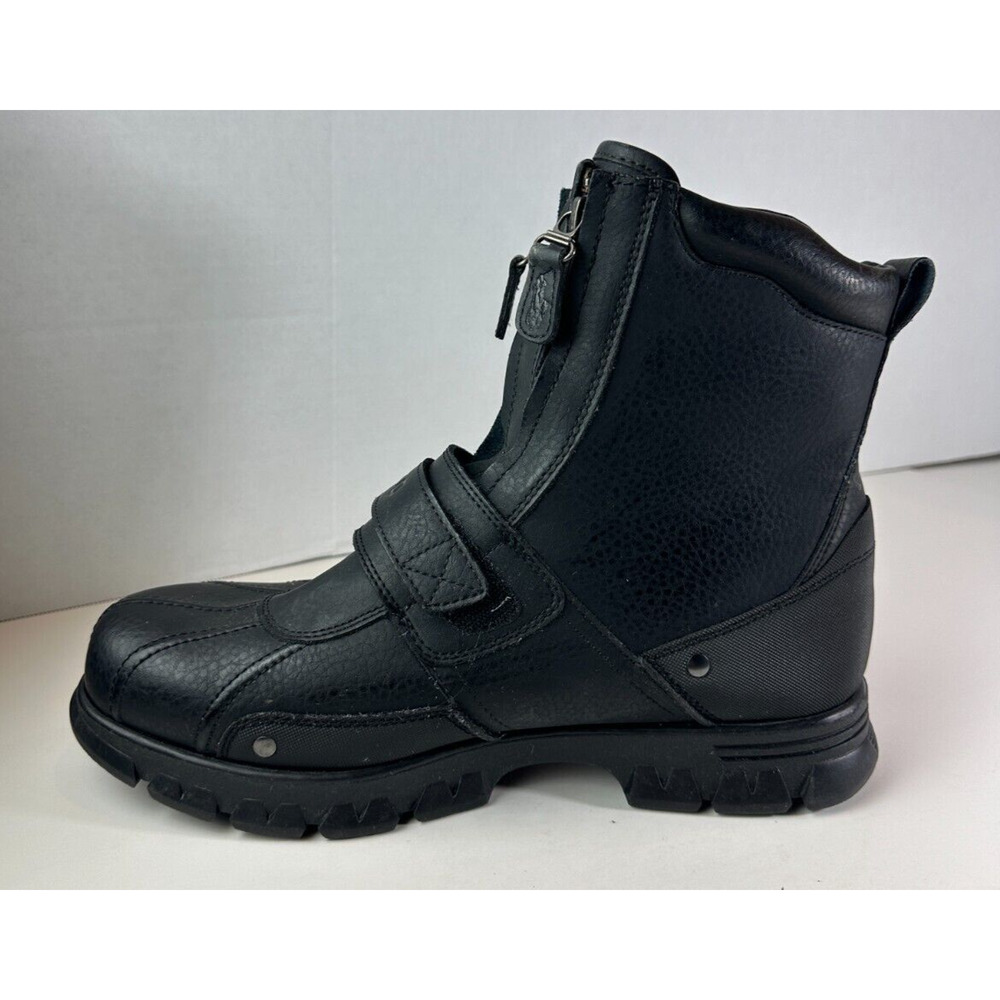 Polo by Ralph Lauren Black Leather Darrance II Zip Combat Boots Men's Size 11 D - Picture 11 of 12